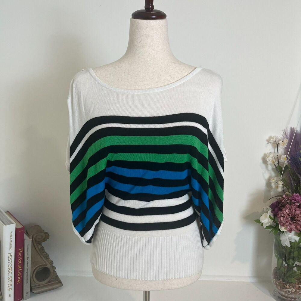 BEBE Y2K Women's Cold Shoulder Striped Top Size XS/S